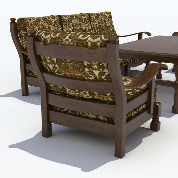 furniture oak 3d obj - Oak Furniture Set by LChristian