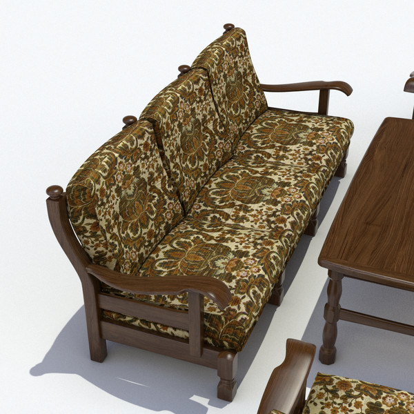 furniture oak 3d obj - Oak Furniture Set by LChristian