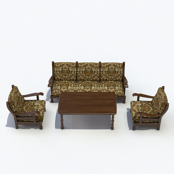 furniture oak 3d obj - Oak Furniture Set by LChristian