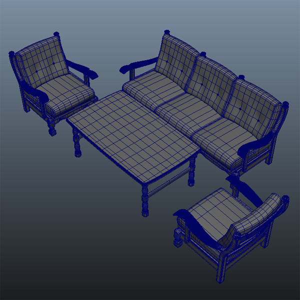 furniture oak 3d obj - Oak Furniture Set by LChristian