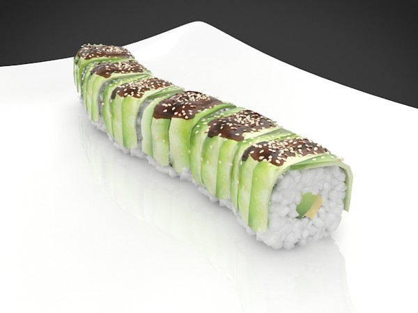 3d model sushi green dragon - sushi green dragon by denisVFX