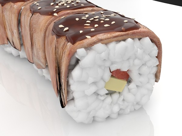sushi golden dragon 3d max - sushi golden dragon by denisVFX