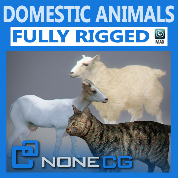 3d model rigged sheep goat - Domestic Animals Rigged Pack by NONECG