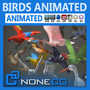 crow flamingo parrots 3d model