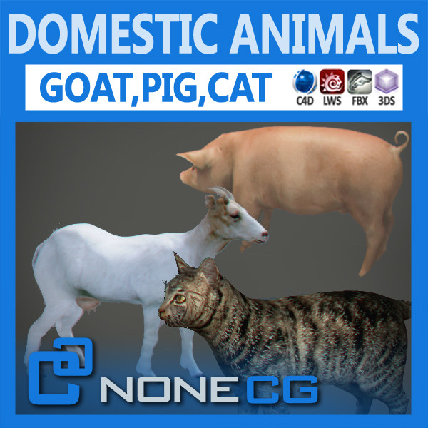3d animals goat pig - Domestic Animals Pack by NONECG