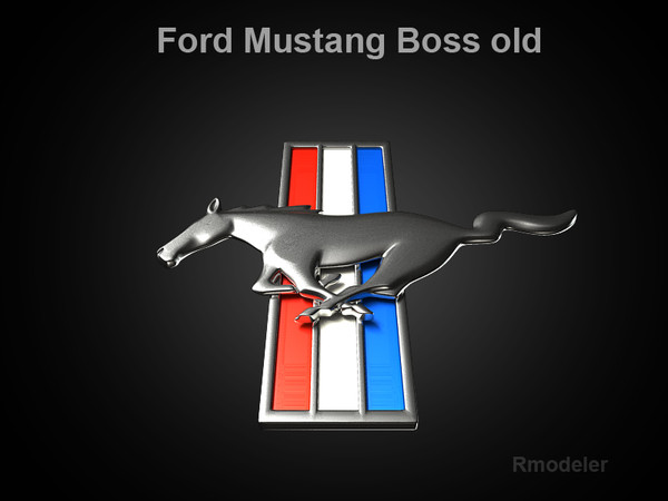 mustang car 3d 3ds - Mustang Boss 2009 3d Logo by Serega Rozhnov