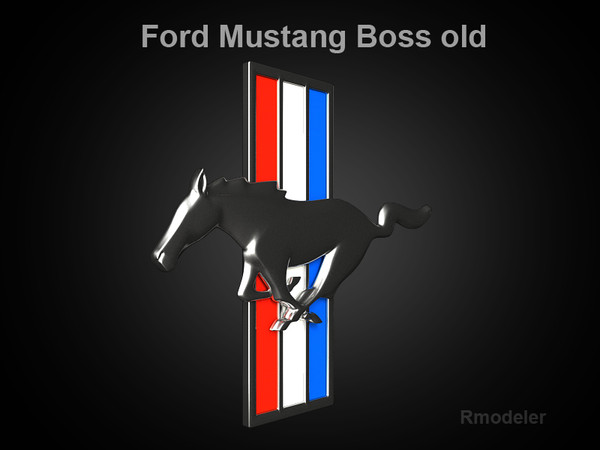 mustang car 3d 3ds - Mustang Boss 2009 3d Logo by Serega Rozhnov
