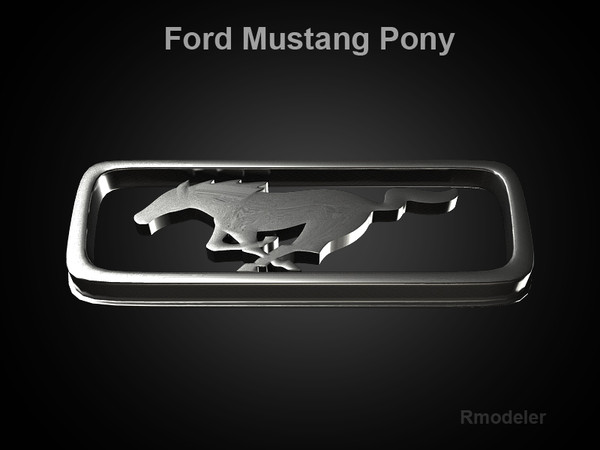 mustang pony 3d model - Mustang Pony 3d Logo by Serega Rozhnov