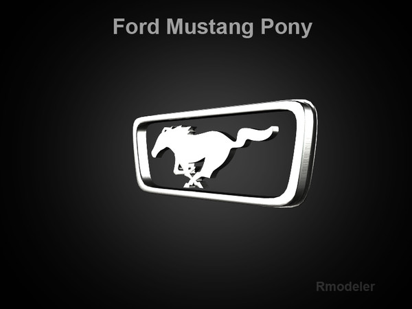 mustang pony 3d model - Mustang Pony 3d Logo by Serega Rozhnov