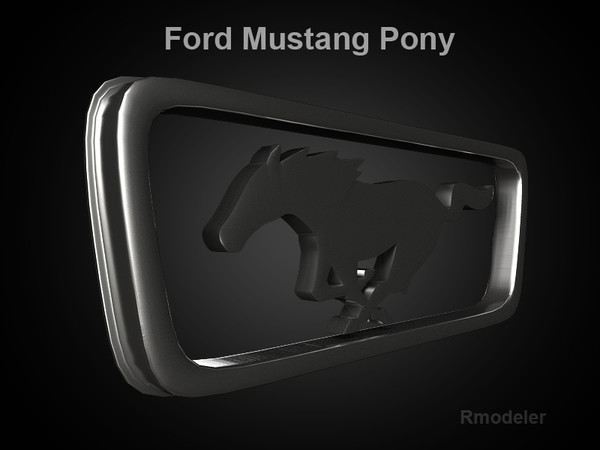 mustang pony 3d model - Mustang Pony 3d Logo by Serega Rozhnov