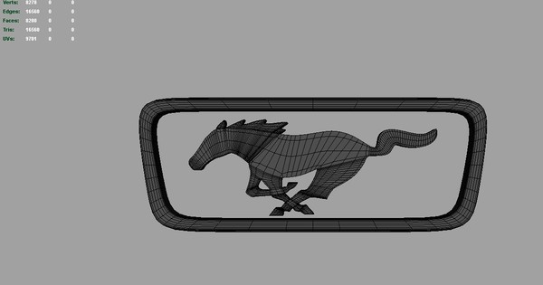 mustang pony 3d model - Mustang Pony 3d Logo by Serega Rozhnov