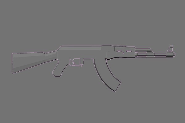 ak-47 gun 3ds - Ak-47 gun by ThinkingOnPause