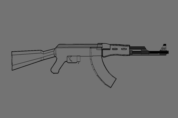 ak-47 gun 3ds - Ak-47 gun by ThinkingOnPause