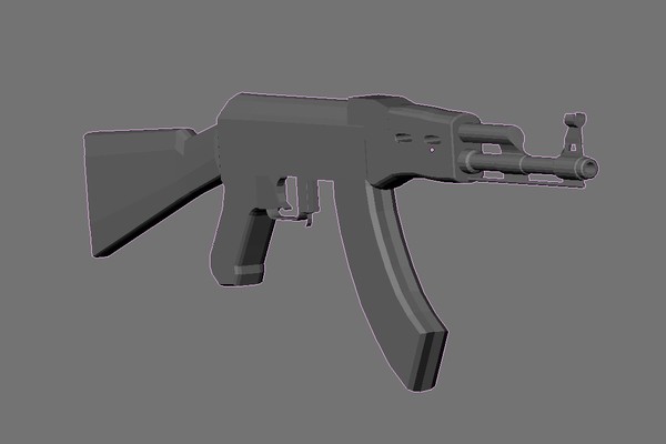 ak-47 gun 3ds - Ak-47 gun by ThinkingOnPause