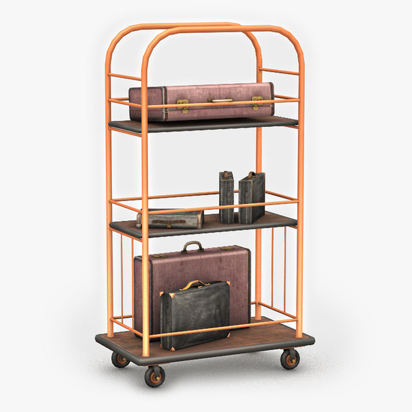 cart suitcases 3ds - Luggage Cart & Suitcases by NesAn Studio