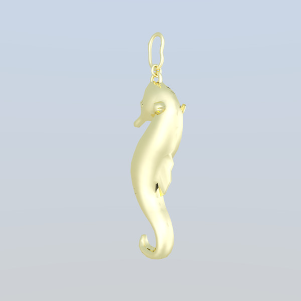 3d model earring gold - Earring Seahorse Gold by fantazir