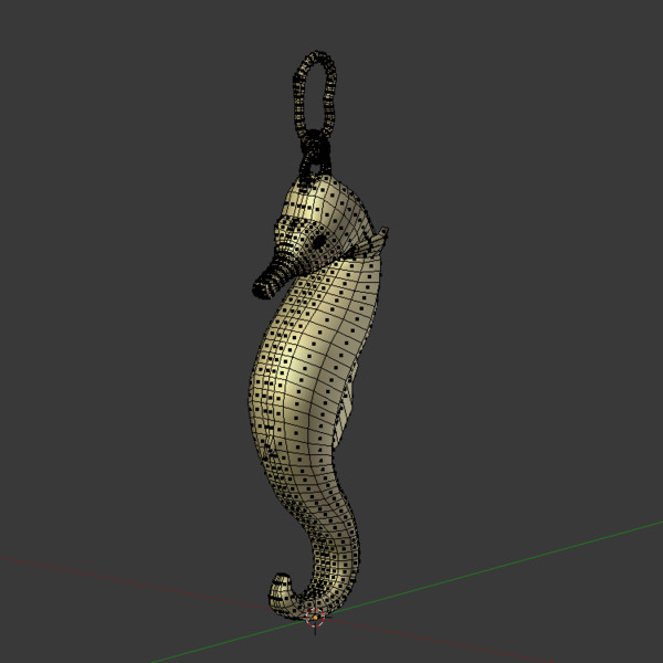 3d model earring gold - Earring Seahorse Gold by fantazir