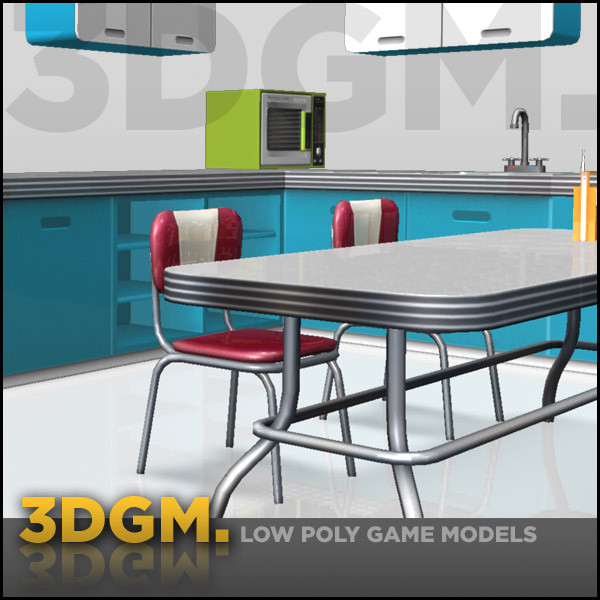 obj kitchen retro 3dgm - kitchen retro collection 3DGM by 3D Game Models