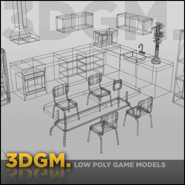 obj kitchen retro 3dgm - kitchen retro collection 3DGM by 3D Game Models