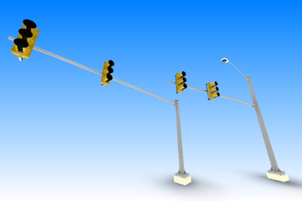 3d model 2 standard stop light - 2 Standard US Stop Lights by stoplight96