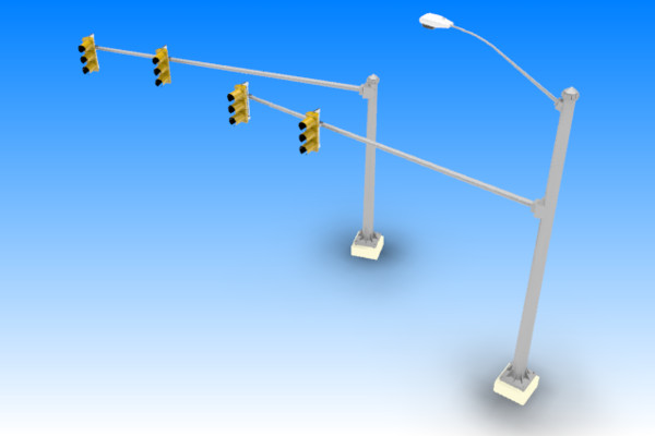 3d model 2 standard stop light - 2 Standard US Stop Lights by stoplight96