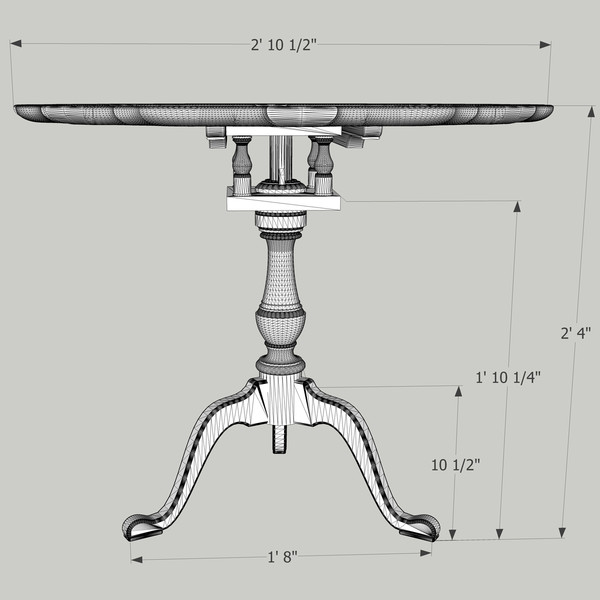 piecrust table wood 3d 3ds - The Piecrust Table by chaosfractal