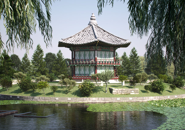 korean traditional pavilion 3d max - Korean Traditional Pavilion by android99