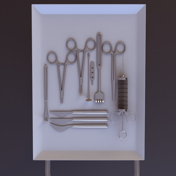 medical instruments cart 3d model - Medical Instruments Cart by platinum3dmodels