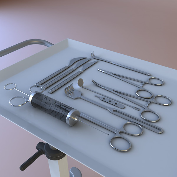 medical instruments cart 3d model - Medical Instruments Cart by platinum3dmodels