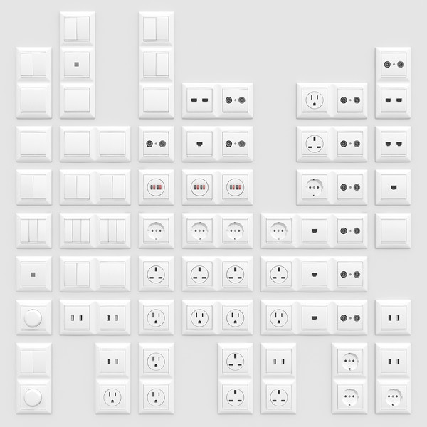 3d wall switches sockets - Wall Switches and Sockets by razorwave