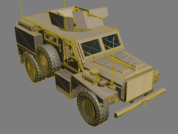 cougar armored vehicle 3d max - Cougar H MRAP with Machine Gun M2 desert version by kapitan_21