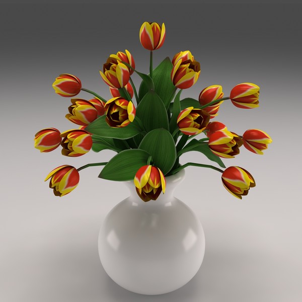 3d model tulips vase - Tulips In Vase by spymaster1083