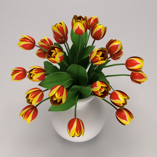 3d model tulips vase - Tulips In Vase by spymaster1083