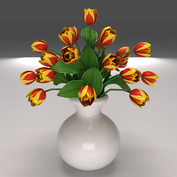 3d model tulips vase - Tulips In Vase by spymaster1083