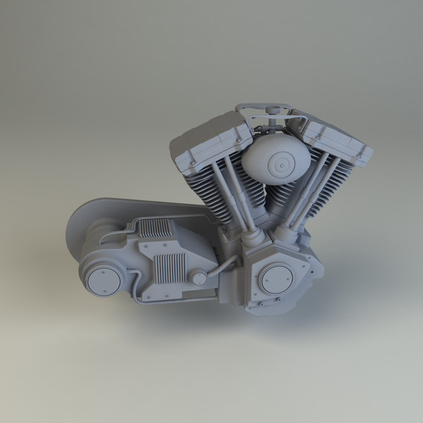v-twin chopper engine 3d model - V-Twin Chopper Engine by platinum3dmodels