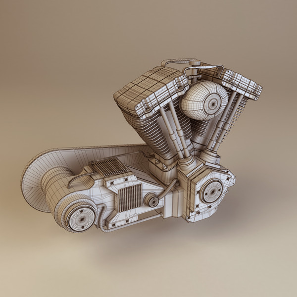 v-twin chopper engine 3d model - V-Twin Chopper Engine by platinum3dmodels