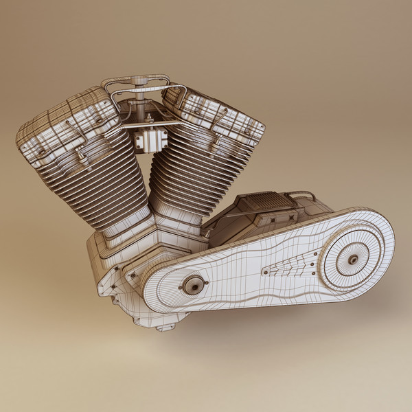 v-twin chopper engine 3d model - V-Twin Chopper Engine by platinum3dmodels