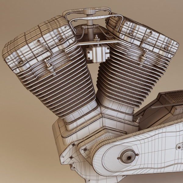 v-twin chopper engine 3d model - V-Twin Chopper Engine by platinum3dmodels