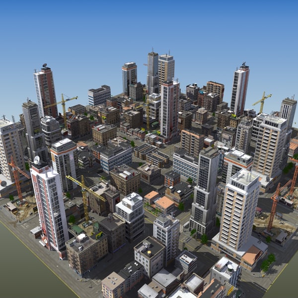 modular city buildings hd 3d max - HD City by ES3DStudios