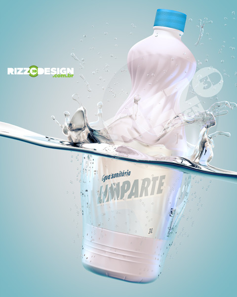 c4d bleach splashing - Bleach splash packshot by marcus1070