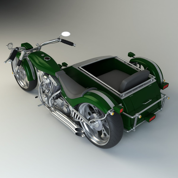3d model custom chopper sidecar - Chopper with Sidecar by platinum3dmodels