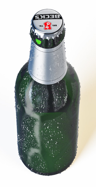 3d model cold bottle becks beer - Cold bottle of becks beer by FRIz3D