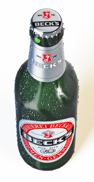 3d model cold bottle becks beer - Cold bottle of becks beer by FRIz3D