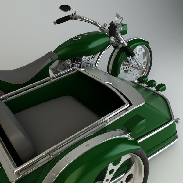 3d model custom chopper sidecar - Chopper with Sidecar by platinum3dmodels