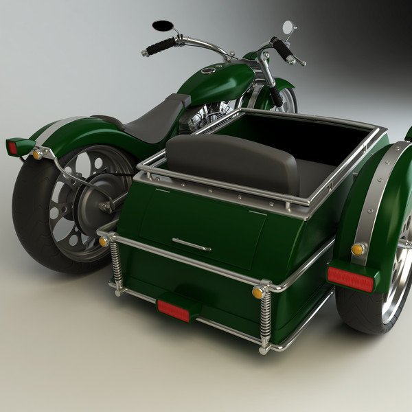 3d model custom chopper sidecar - Chopper with Sidecar by platinum3dmodels
