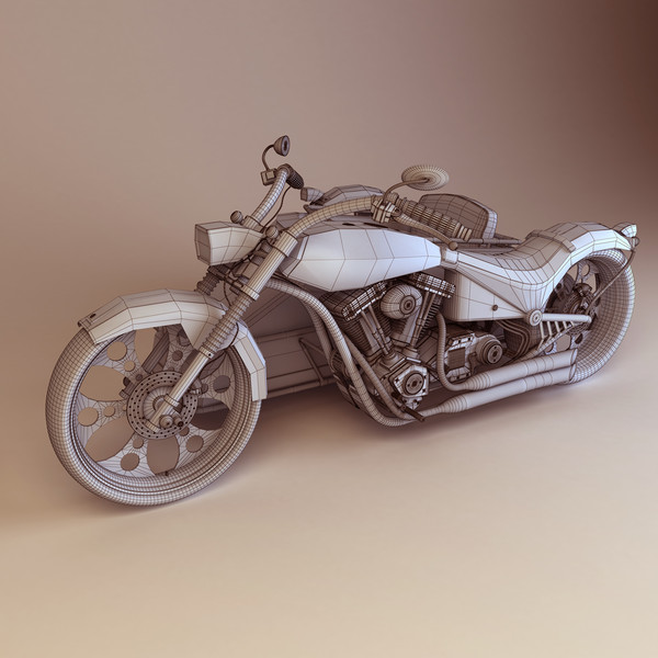 3d model custom chopper sidecar - Chopper with Sidecar by platinum3dmodels