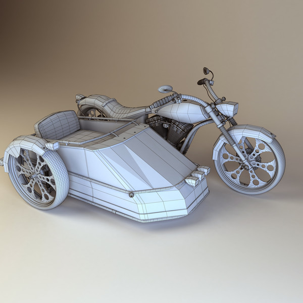 3d model custom chopper sidecar - Chopper with Sidecar by platinum3dmodels
