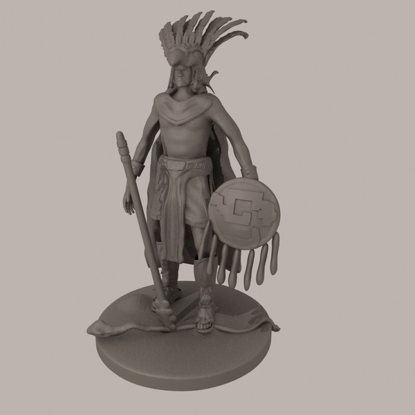 azteca warrior statue 3d max - Aztec Warrior by Interu2x