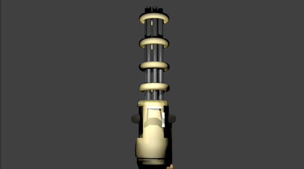 3d mini gold gun model - Golden Minigun SALE... by Claymodels