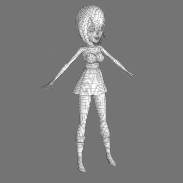 animation hair dress 3d model - Cartoon Woman 02 Orange Girl... by Denys Almaral
